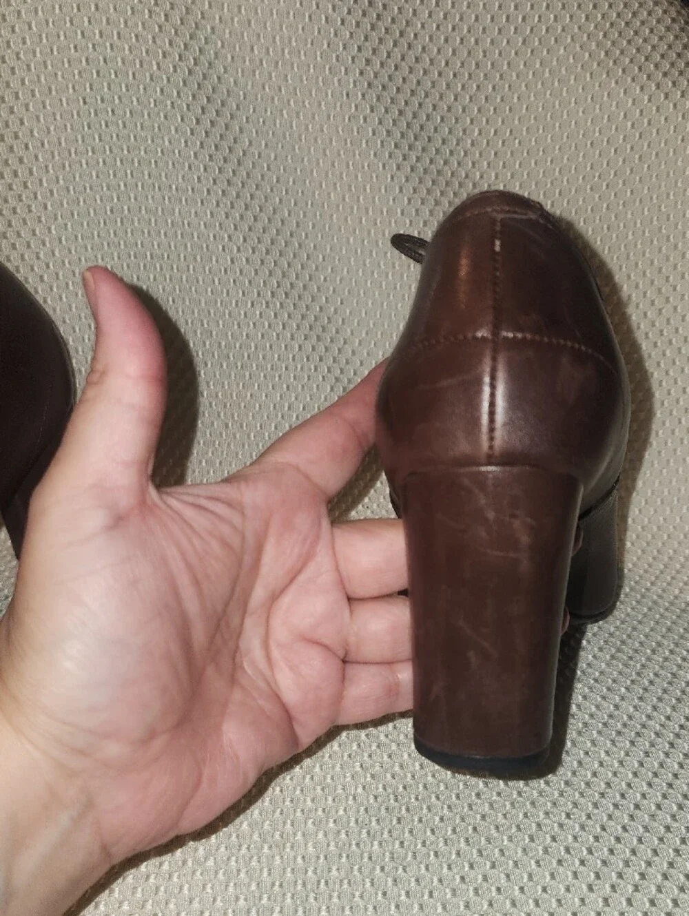 Clarks Brown Leather Lace-Up Women's Heels